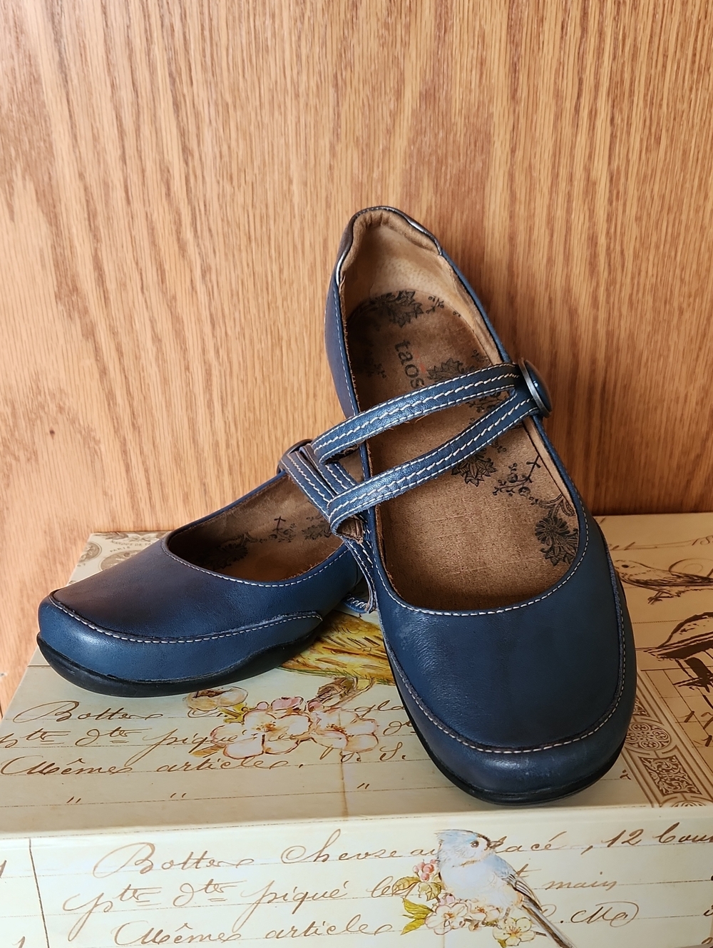 Taos Footwear Navy Blue Mary Jane Flats with Adjustable Strap